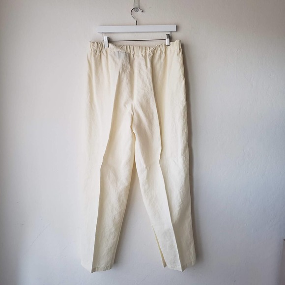 90's Linen Buttercream Pull on Pants Women's XL Minimalist - Picture 2 of 6